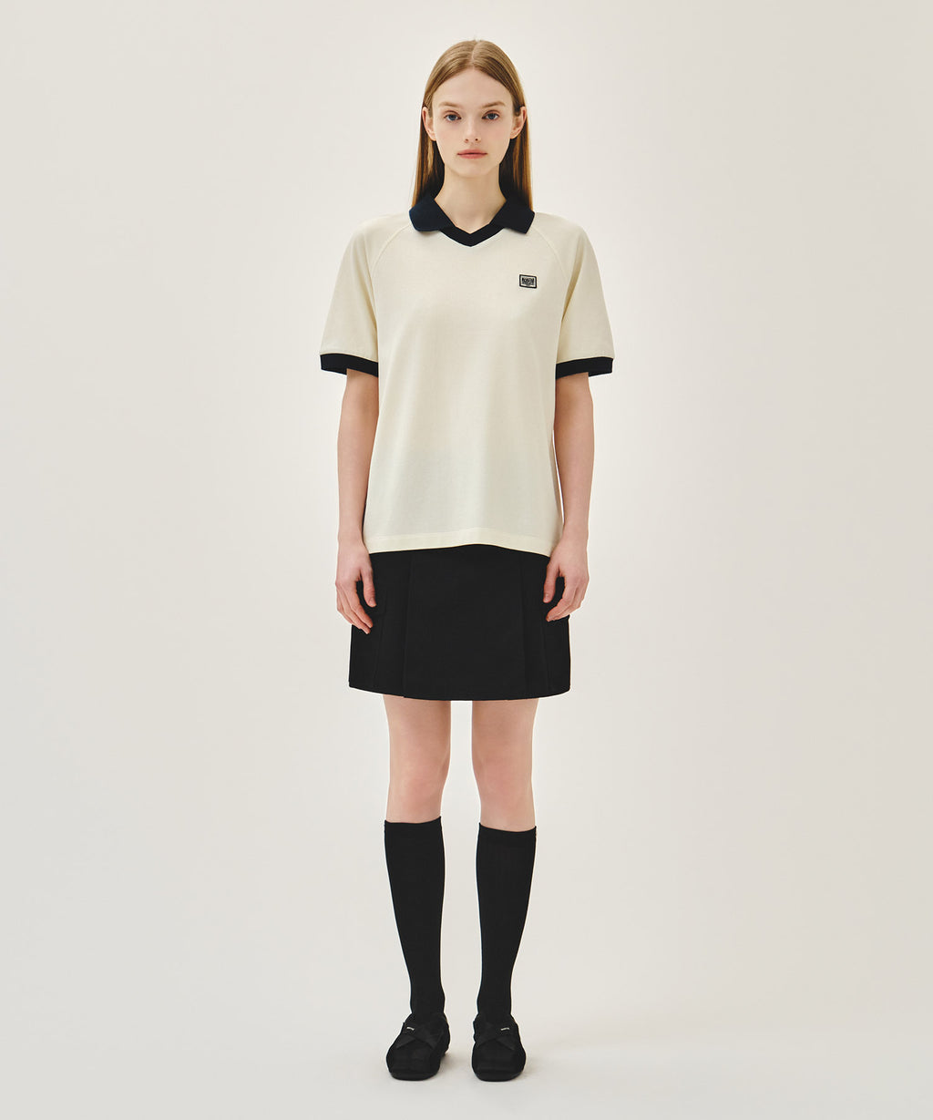 SMALL CLASSIC LOGO PK COLLAR POINT TEE ivory
