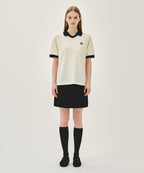 SMALL CLASSIC LOGO PK COLLAR POINT TEE ivory