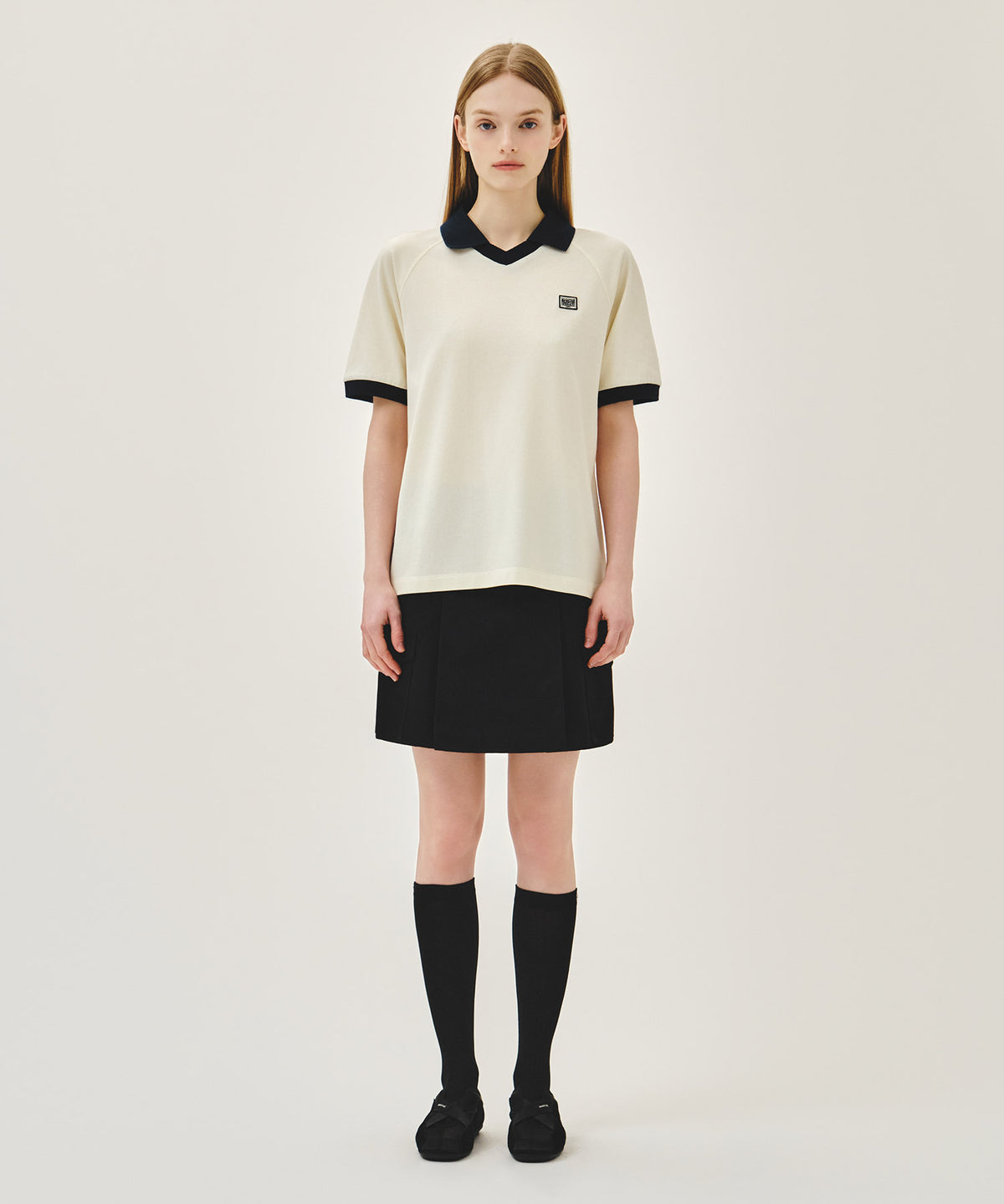 SMALL CLASSIC LOGO PK COLLAR POINT TEE ivory