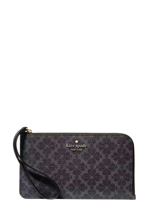 Lucy Spade Flower Medium L-Zip Wristlet Black