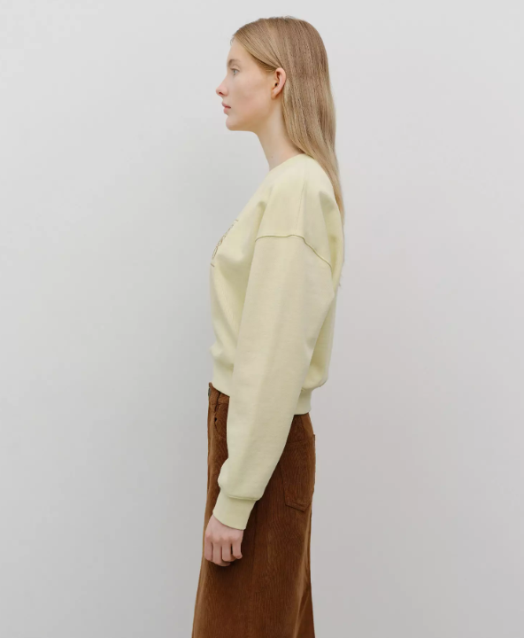 W Classic Logo Crop Sweatshirt Light Yellow