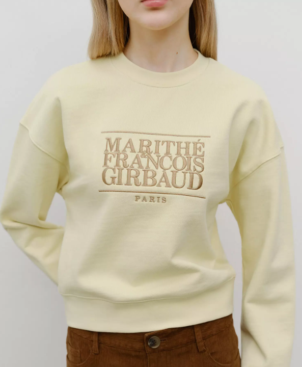 W Classic Logo Crop Sweatshirt Light Yellow