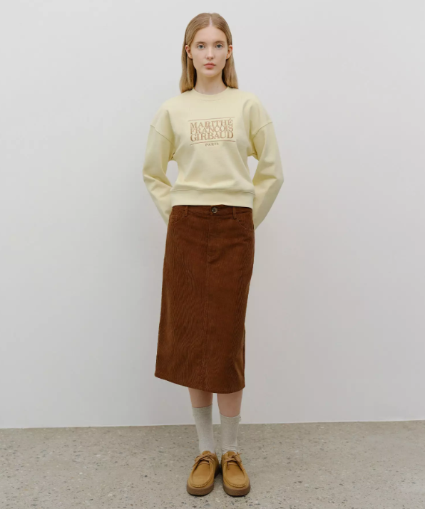 W Classic Logo Crop Sweatshirt Light Yellow