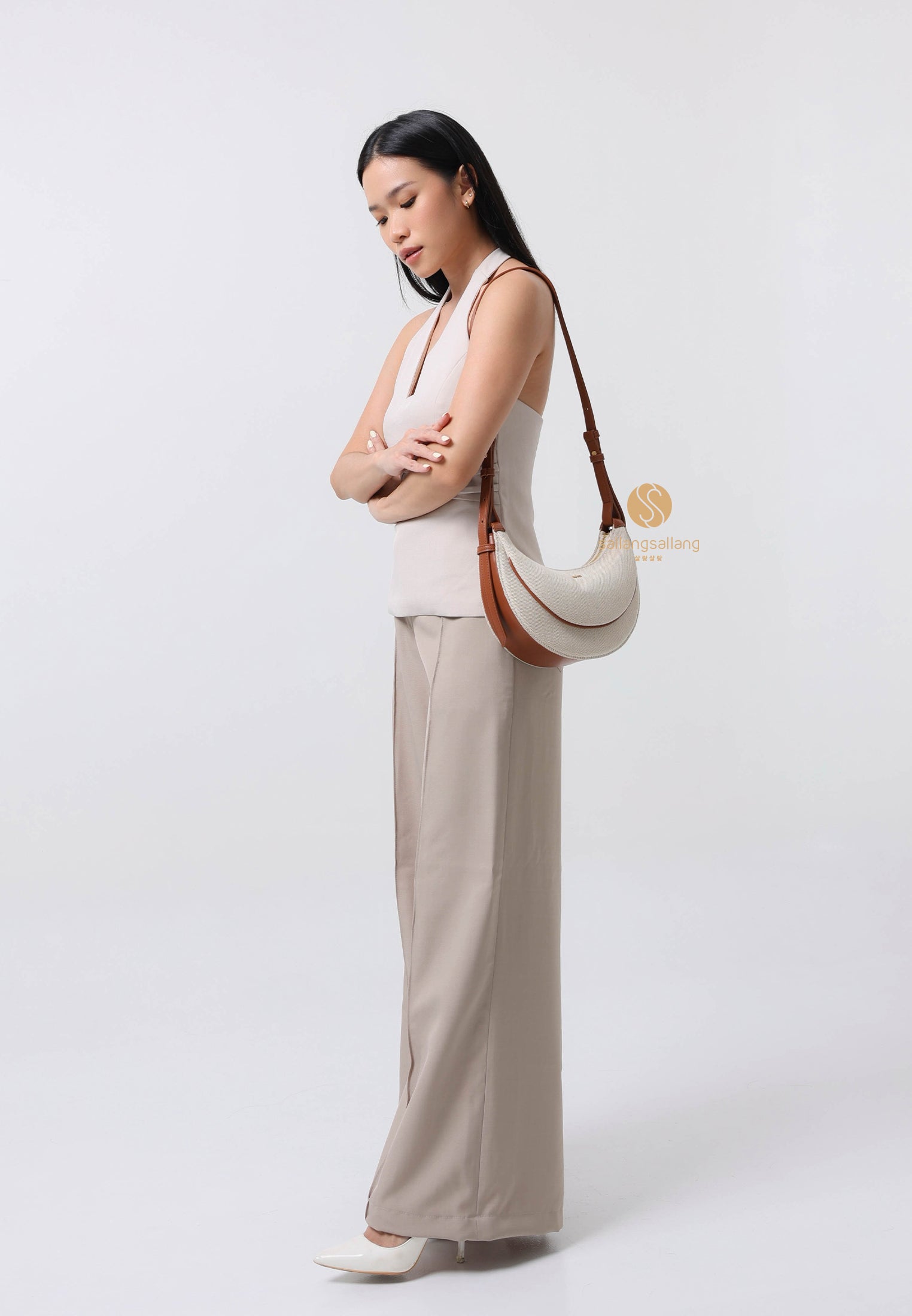 Sharon Crossbody Bag - Brown Canvas
