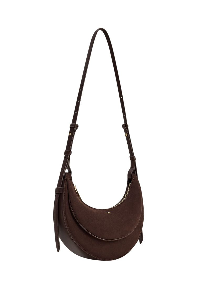 Sharon Faux Suede Crossbody Bag - Coffee Brown