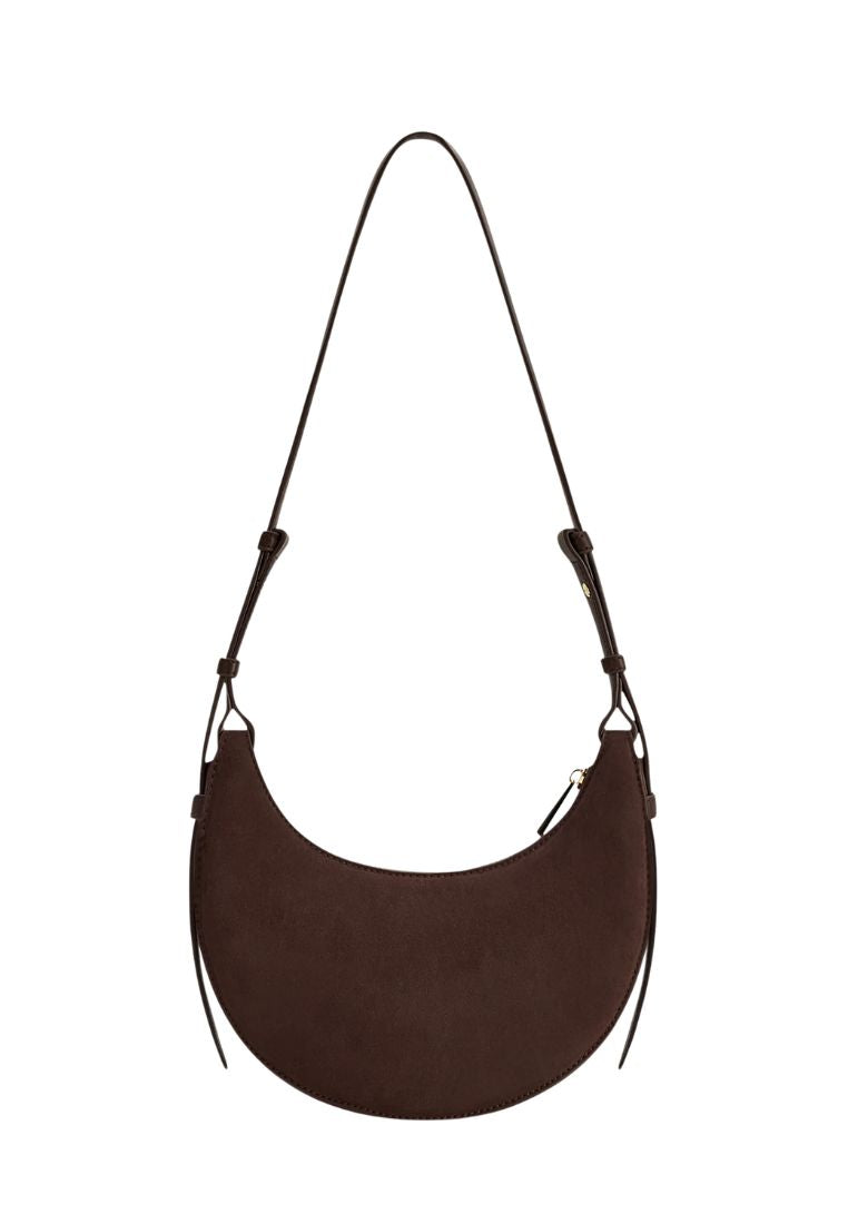 Sharon Faux Suede Crossbody Bag - Coffee Brown