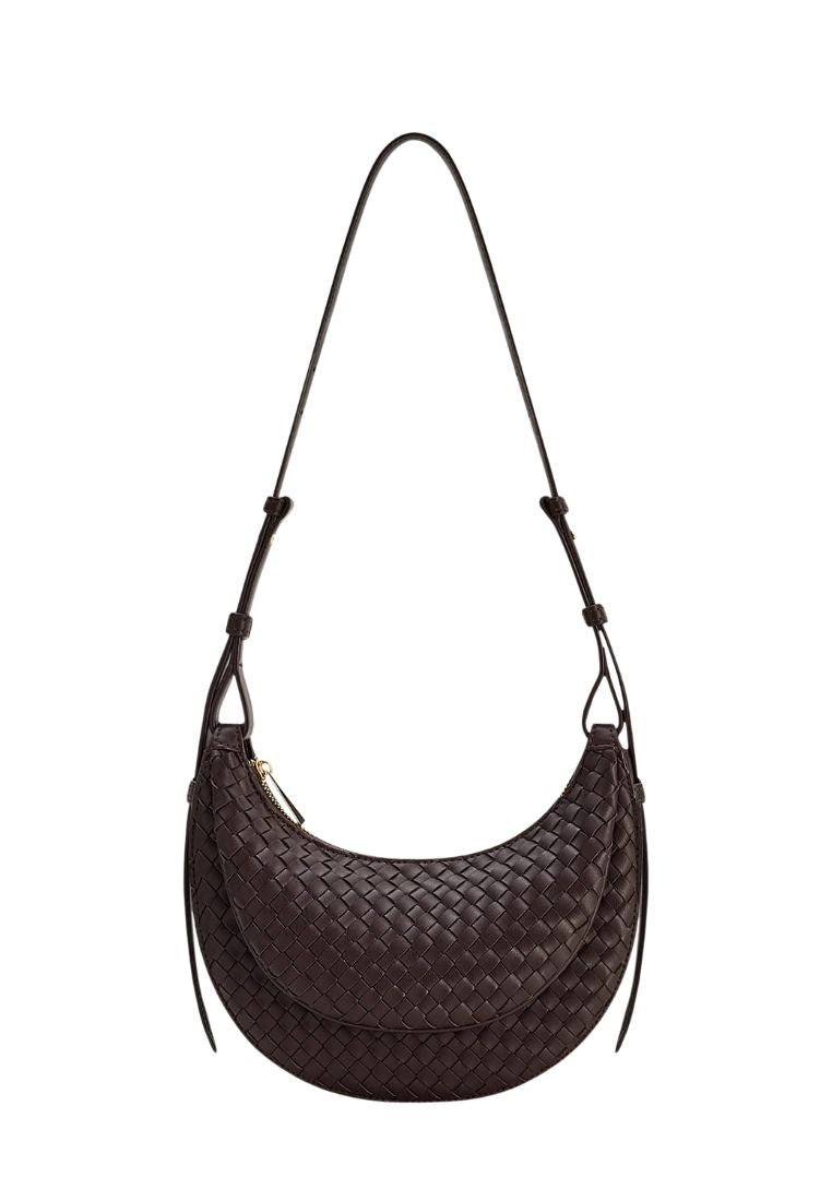 Sharon Woven Crossbody Bag - Coffee Brown