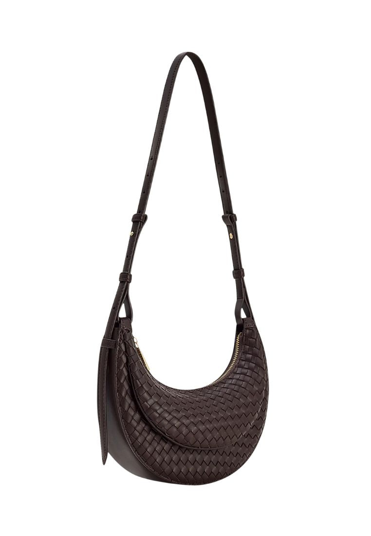 Sharon Woven Crossbody Bag - Coffee Brown