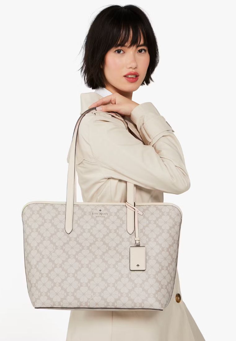 Signature Spade Flower Large Tote Dark Beige Multi
