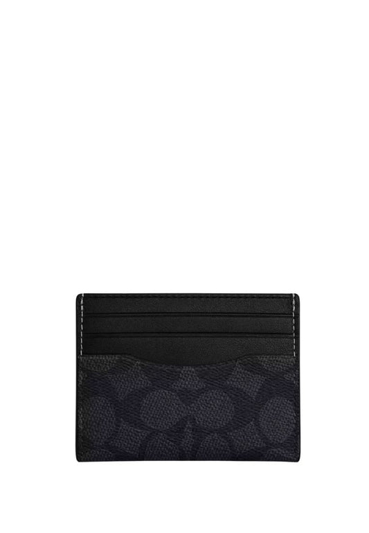 Slim Id Card Case In Signature Canvas Charcoal Black