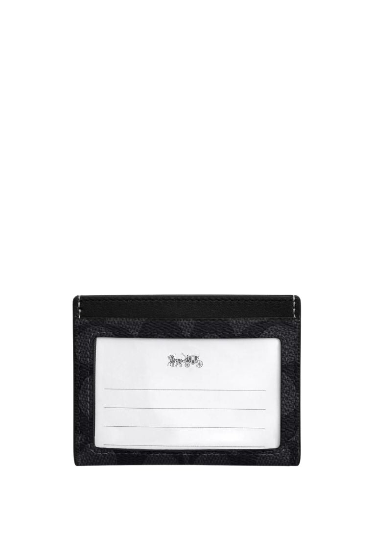 Slim Id Card Case In Signature Canvas Charcoal Black