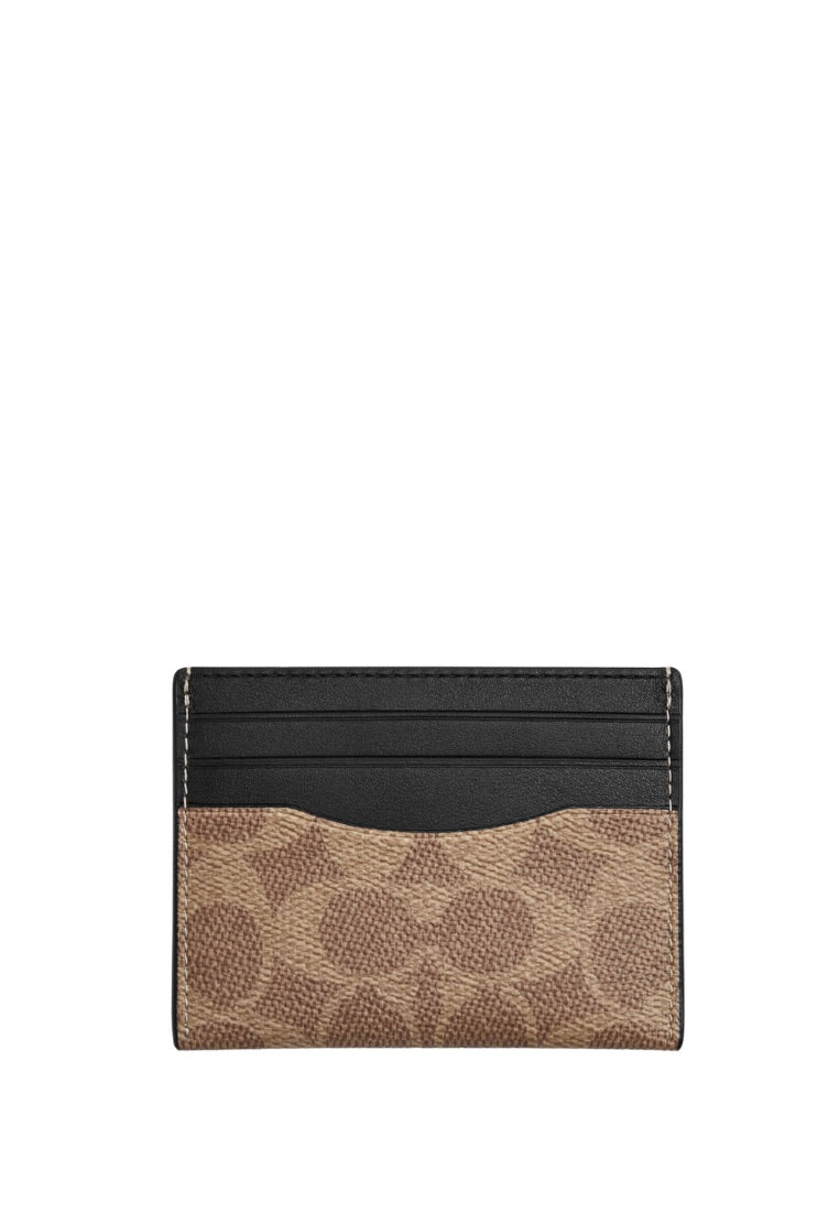 Slim Id Card Case In Signature Canvas Tan Black