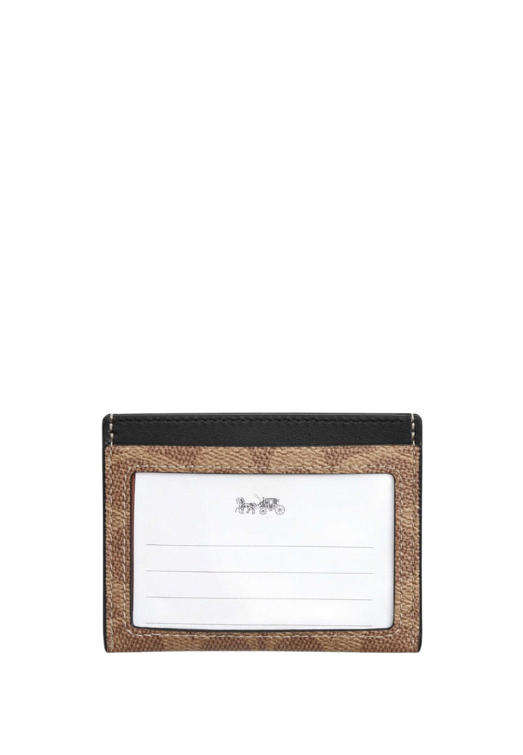 Slim Id Card Case In Signature Canvas Tan Black