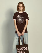 Slim Ringer Tshirt FLOWERMARDI Brown Pale Pink