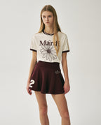 Slim Ringer Tshirt FLOWERMARDI Cream Burgundy