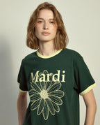 Slim Ringer Tshirt FLOWERMARDI Green Lemon
