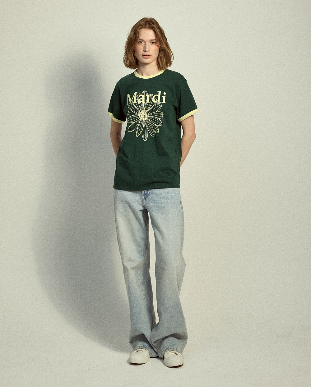 Slim Ringer Tshirt FLOWERMARDI Green Lemon