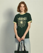 Slim Ringer Tshirt FLOWERMARDI Green Lemon