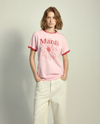 Slim Ringer Tshirt FLOWERMARDI Light Pink Red