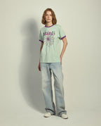 Slim Ringer Tshirt FLOWERMARDI Mint Purple