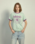 Slim Ringer Tshirt FLOWERMARDI Mint Purple