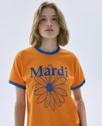 Slim Ringer Tshirt FLOWERMARDI Orange Blue