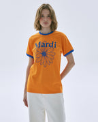 Slim Ringer Tshirt FLOWERMARDI Orange Blue