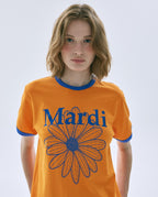 Slim Ringer Tshirt FLOWERMARDI Orange Blue