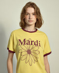 Slim Ringer Tshirt FLOWERMARDI Yellow Burgundy