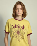 Slim Ringer Tshirt FLOWERMARDI Yellow Burgundy