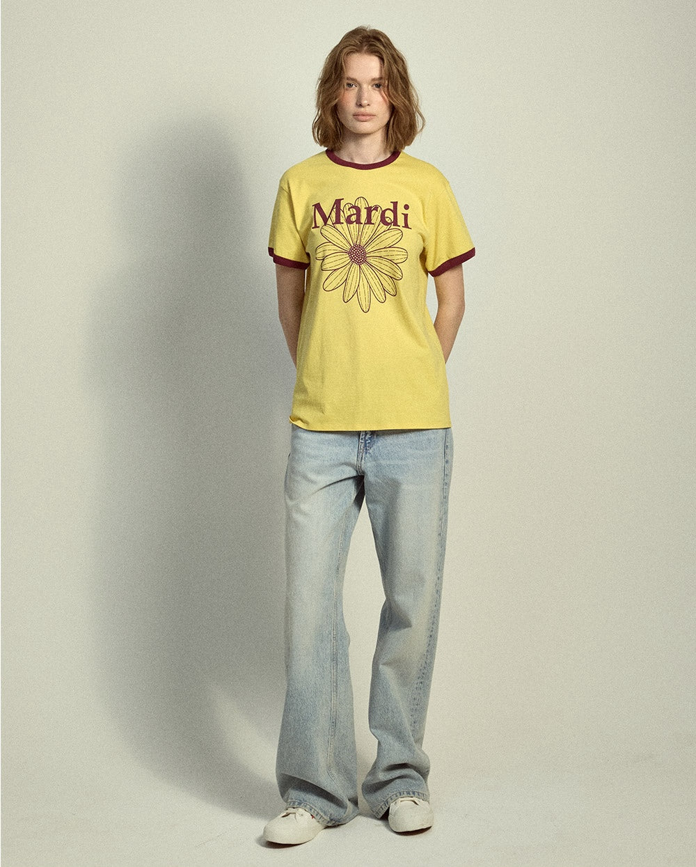 Slim Ringer Tshirt FLOWERMARDI Yellow Burgundy