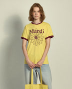 Slim Ringer Tshirt FLOWERMARDI Yellow Burgundy