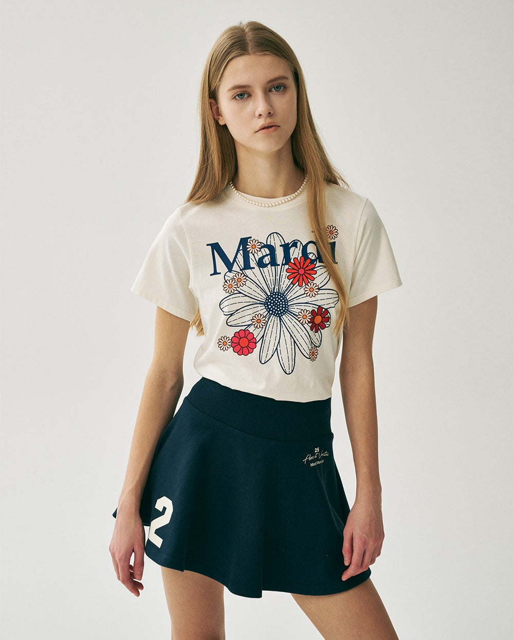 Slim Tshirt FLOWERMARDI BLOSSOM Cream Vintage Blue