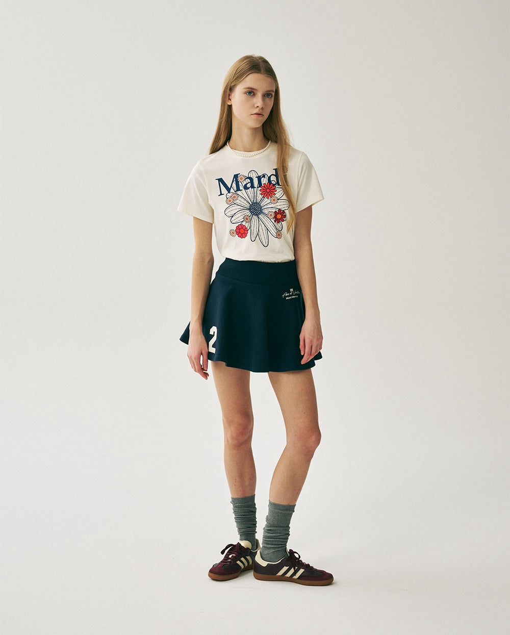 Slim Tshirt FLOWERMARDI BLOSSOM Cream Vintage Blue