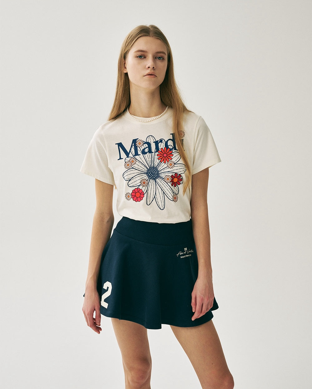 Slim Tshirt FLOWERMARDI BLOSSOM Cream Vintage Blue