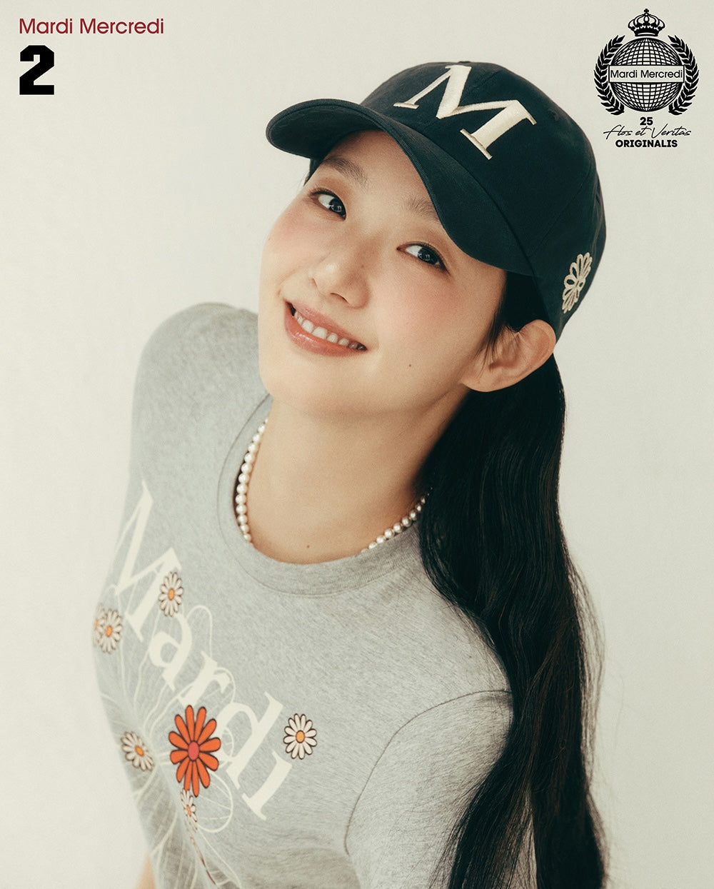 Slim Tshirt FLOWERMARDI BLOSSOM Grey Ivory