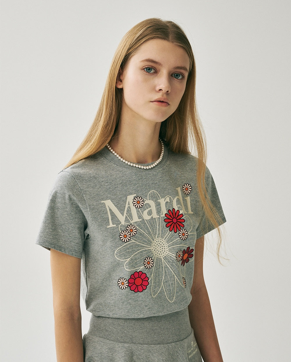 Slim Tshirt FLOWERMARDI BLOSSOM Grey Ivory