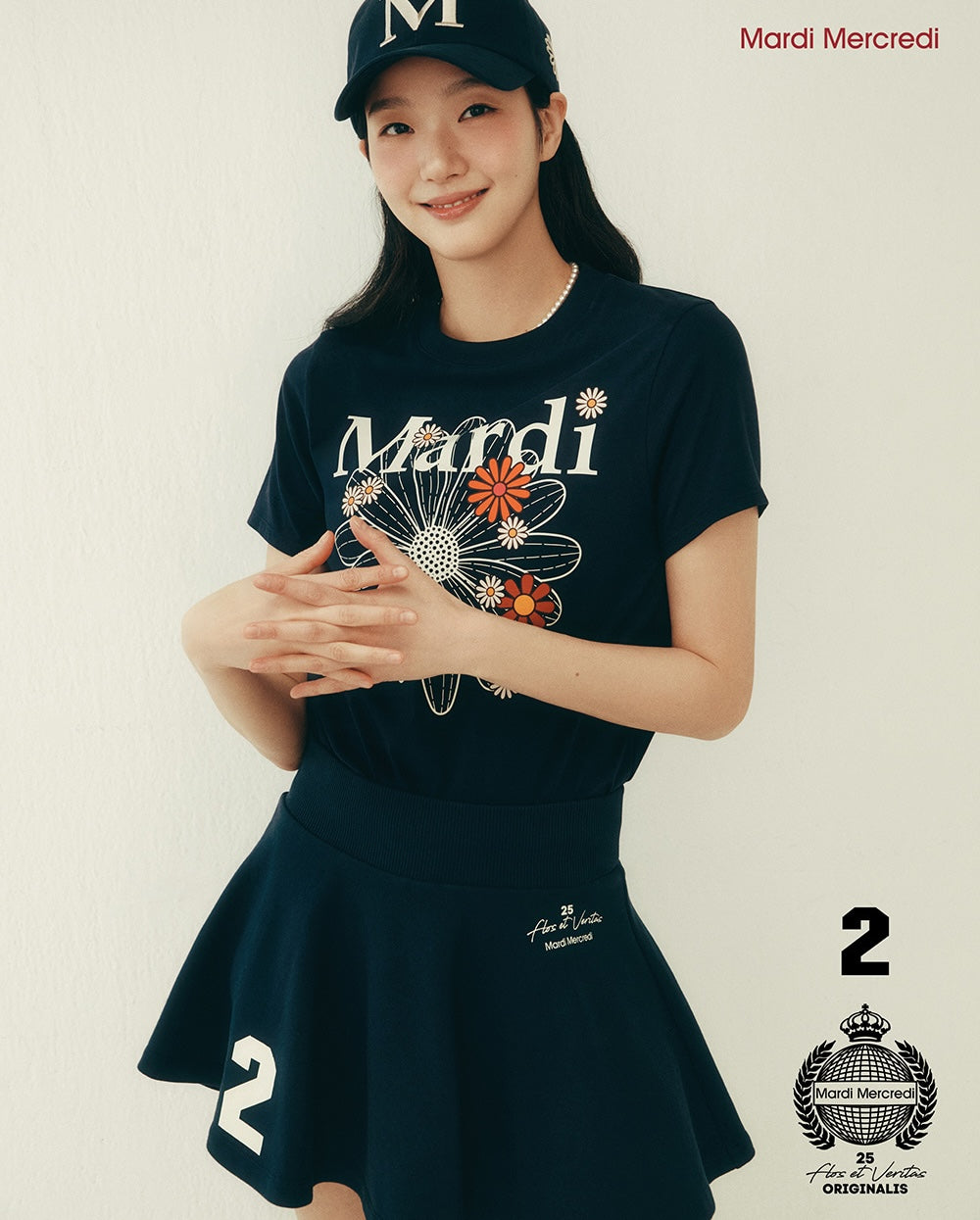 Slim Tshirt FLOWERMARDI BLOSSOM Navy Ivory