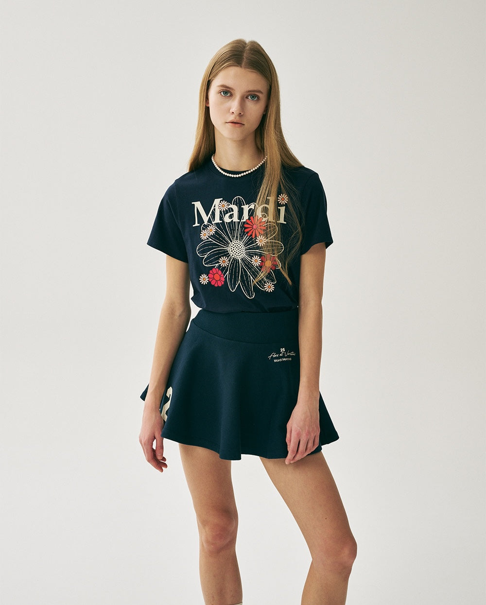 Slim Tshirt FLOWERMARDI BLOSSOM Navy Ivory
