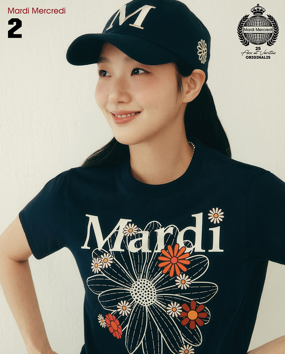 Slim Tshirt FLOWERMARDI BLOSSOM Navy Ivory