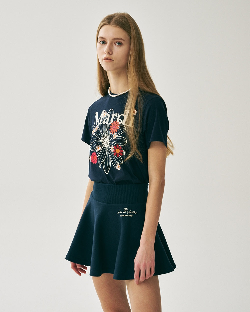 Slim Tshirt FLOWERMARDI BLOSSOM Navy Ivory