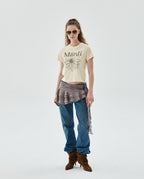 Slim Tshirt FLOWERMARDI Butter Taupe