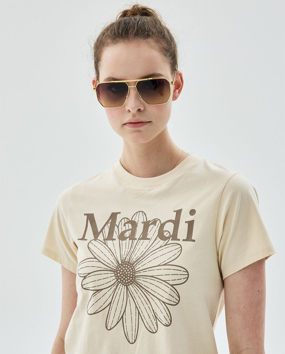 Slim Tshirt FLOWERMARDI Butter Taupe
