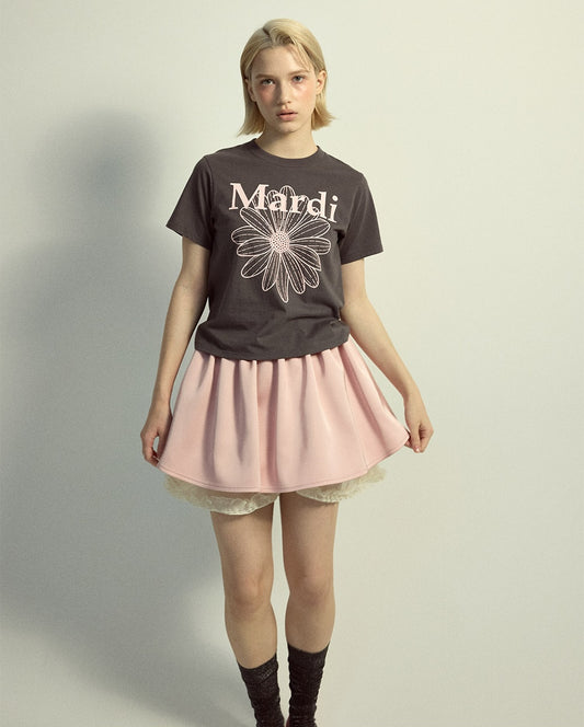 Slim Tshirt FLOWERMARDI Charcoal Pale Pink
