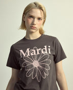 Slim Tshirt FLOWERMARDI Charcoal Pale Pink