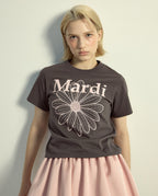 Slim Tshirt FLOWERMARDI Charcoal Pale Pink