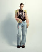 Slim Tshirt TRIPLE FLOWER Black Pink