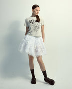 Slim Tshirt TRIPLE FLOWER Oatmeal Black
