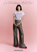 Slim Tshirt TRIPLE FLOWER White Pink