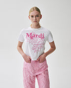 Slim Tshirt TRIPLE FLOWER White Pink